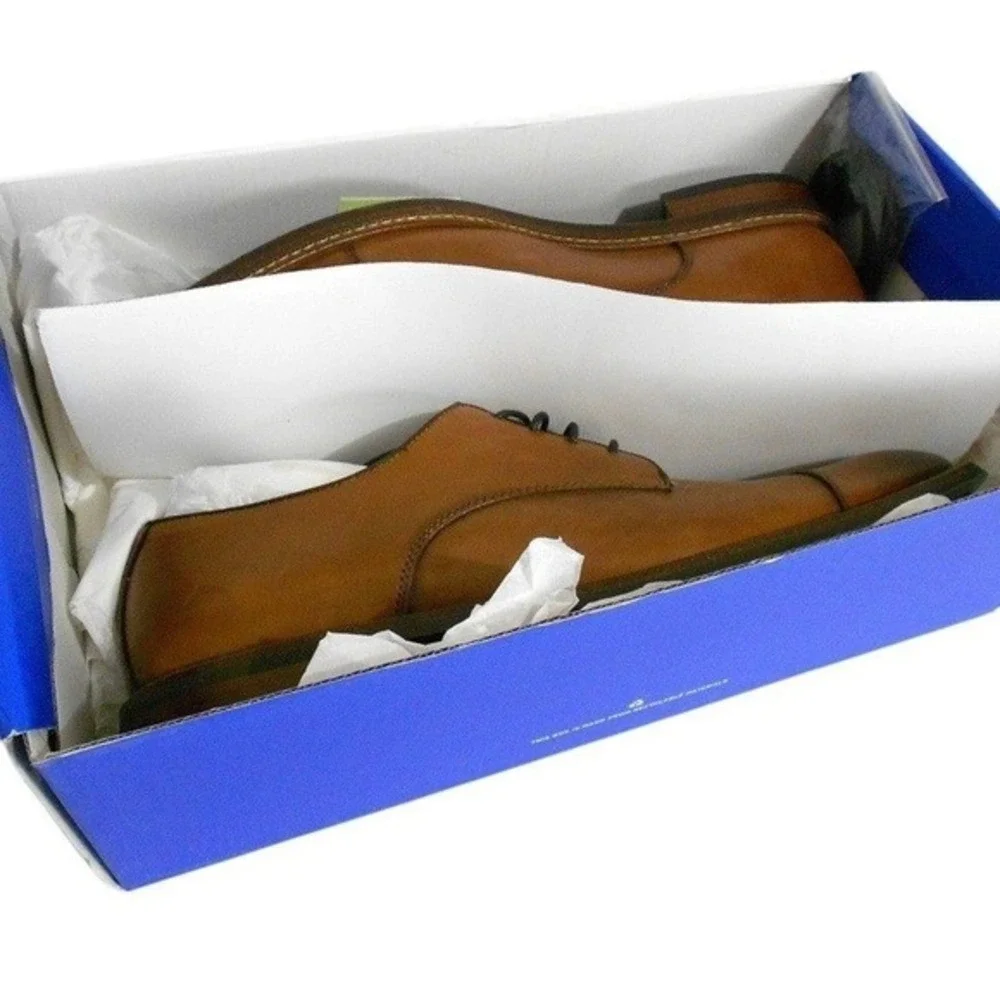 Vince Camuto Mens Dress Shoes 11.5 M Cognac Brown Leather‎ Oxford VY-LAMSON